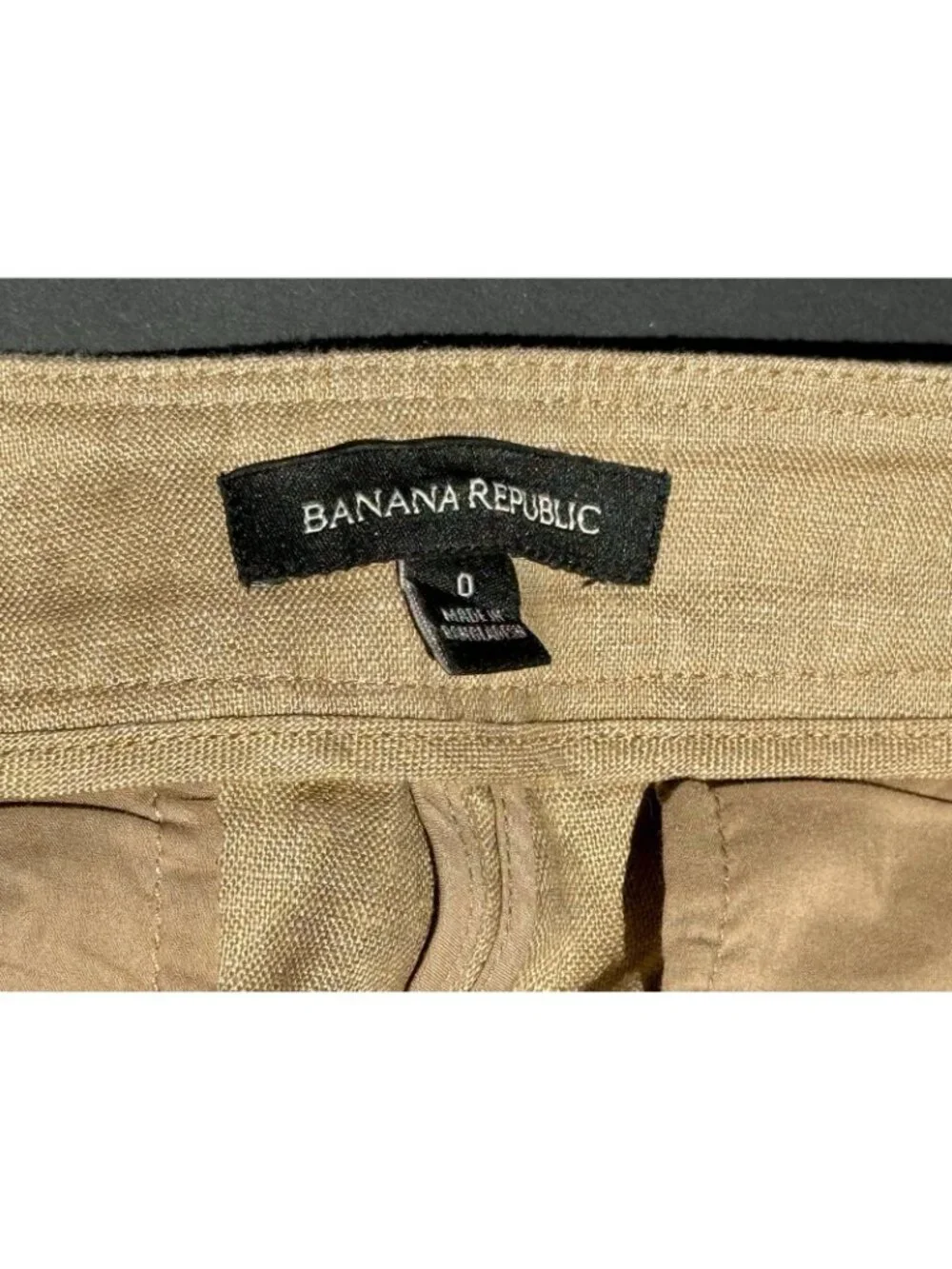 BANANA REPUBLIC 100% Linen Pants SIZE 0 Light Brown Pleated Trouser Wide Leg